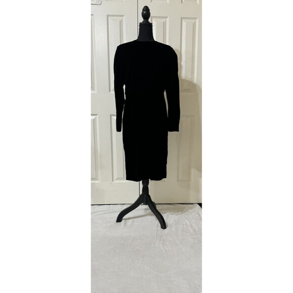 VTG Early 90s Made In USA Liz Claiborne Velvet Keyhole Open Back Sexy Dress- 12p - Picture 1 of 7